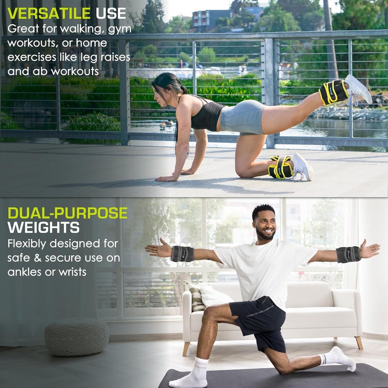 ProSourceFit Ankle/Wrist and Arm/Leg Weights Set of 2, Adjustable Strap 1 lb-5 lb, Adjustable Weight 15 lb, 10 lb, 7 lb for Men and Women - Image 5